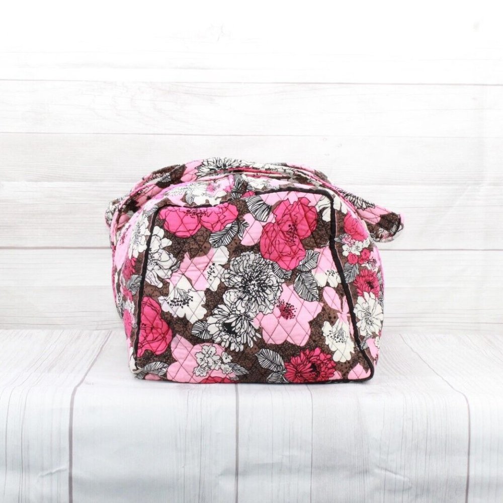 Vera Bradley Multicolor Floral Cotton Zip Top Quilted Travel Shoulder Duffle Bag - Picture 4 of 8